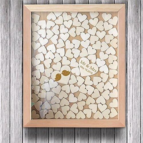 buythrow Vintage Wedding Guest Book Alternative Heart Drop Box Personalized Bride and Groom with Kiss Birds Bridal Shower Gifts 30x35cm with 120 hearts