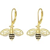 VONALA 925 Sterling Silver Bee Earrings for Women Gold Leverback Dangle Earring Jewellery Birthday Gifts for Her