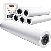 VEVOR Wide Format Paper, Plotter Paper, CAD Bond Rolls with 2 in Core, 20 LB Bond Paper Rolls, Idea for CAD Drawings, Enginee