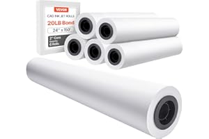 VEVOR Wide Format Paper, Plotter Paper, CAD Bond Rolls with 2 in Core, 20 LB Bond Paper Rolls, Idea for CAD Drawings, Enginee