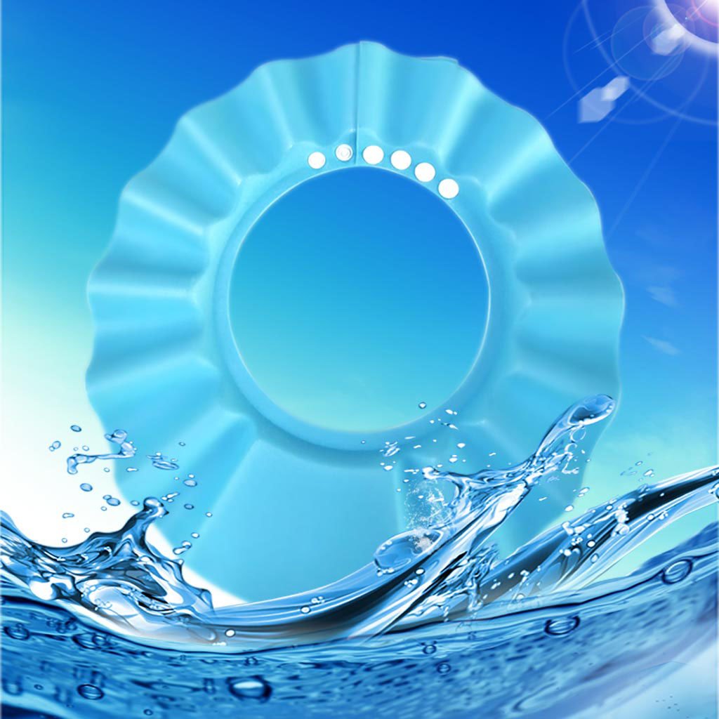 HOOYEE Safe Shampoo Shower Bathing Protection Bath Cap Soft Adjustable Visor Hat for Toddler, Baby, Kids, Children (Blue) : Baby