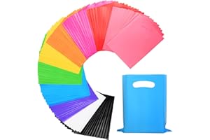 Umikk 100 Pcs Small Plastic Gift Bags, 6"x8" Party Bags for Kids Birthday, Small Plastic Bags with Handles, Party Favor Bags for Easter, Christmas, Valentine's, Craft Show, Wedding, 10 Color