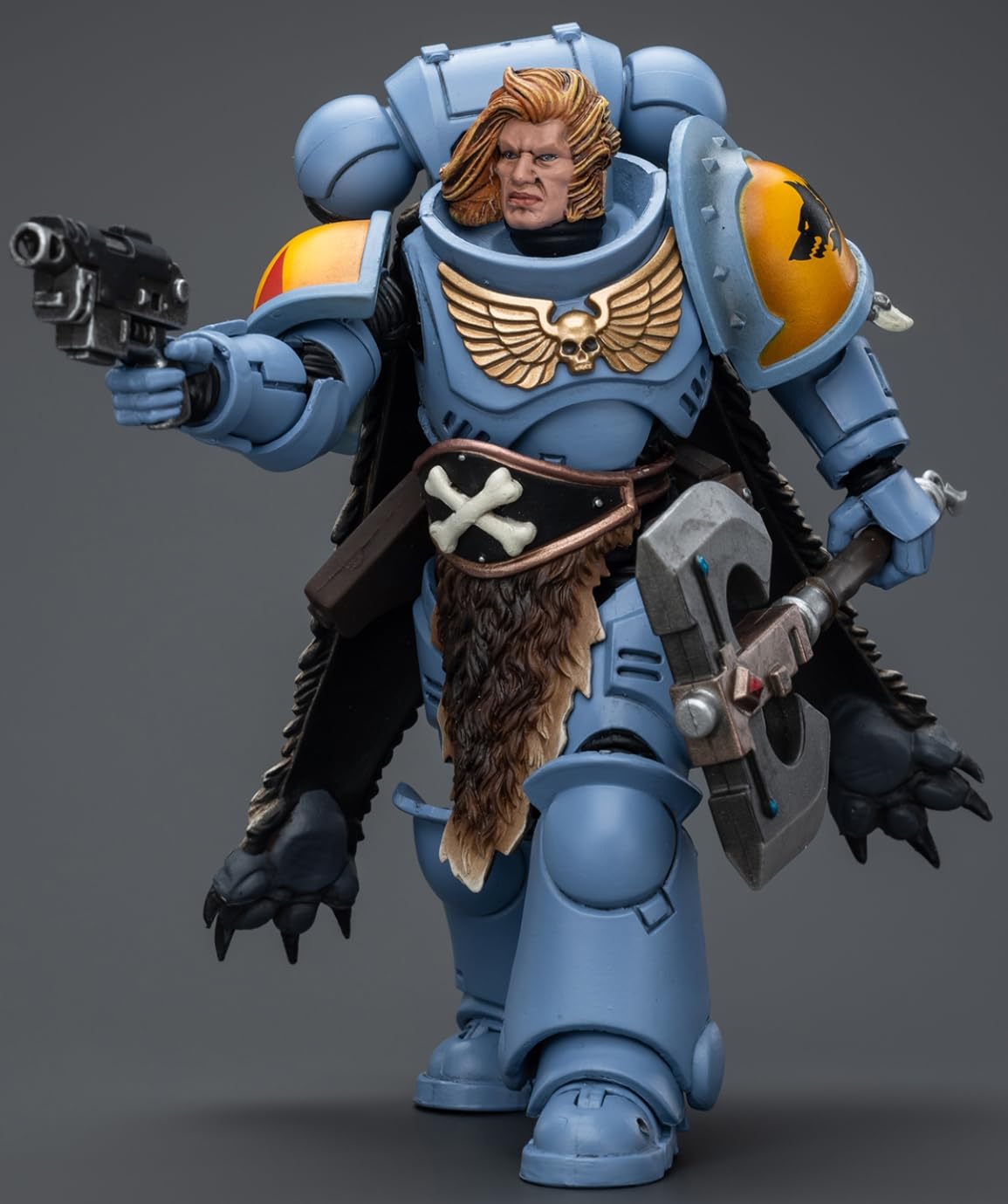 HiPlay JoyToy Warhammer 40K Collectible Figure: Space Marines Space Wolves Claw Pack Pack Leader -Logan Ghostwolf 1:18 Scale Action Figures JT2702