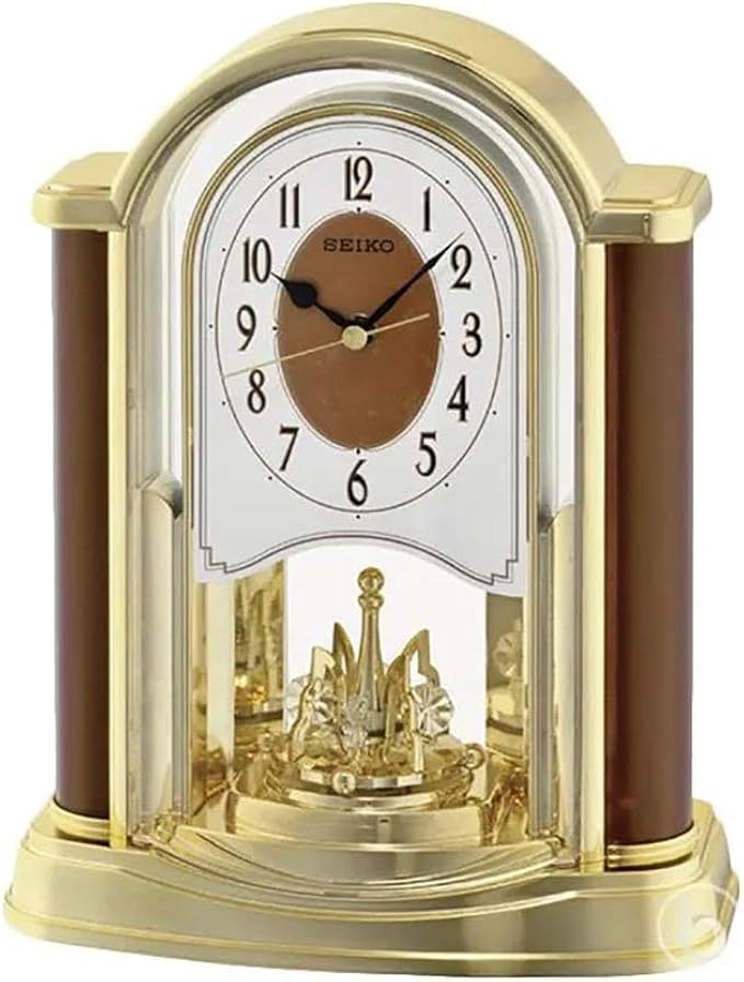 Seiko Analogue Mantel Clock Motion QXN228B Gold/Brown Amazon.co.uk