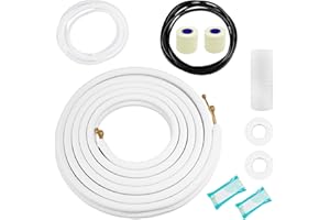 Noliven 25FT Air Conditioning Tubing Hose Extension, 1/4 and 1/2 Inch Twin Insulated Copper Hoses Fit for Mini Split Air Cond