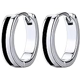 VEXXS Hoop Earrings for Men, 18K Gold Plated Dangle Hoops Earrings, Mirror Polishing Cuban Hoop Earrings, Hypoallergenic Earrings for Men