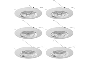 Four-Bros Lighting FLP/6PK Shower Trim 6" Inch Fresnel Lens with White Plastic Trim-60 Watt Max. -for Wet Locations Glass Can Light Ul Listed-Pack of 6