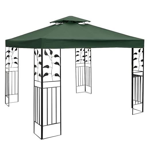 COSTWAY Pavilliondach Ersatzdach Pavillonplane Dachabzug Kaminabzug Dachplane für Pavillon 3x3M (Grün)