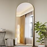 Koonmi Arched Full Length Mirror, 71"x26" Full Body Floor Mirror Standing Hanging or Leaning Wall, Full Body Mirror with Stand, Aluminum Alloy Thin Frame for Bedroom Living Room, Gold