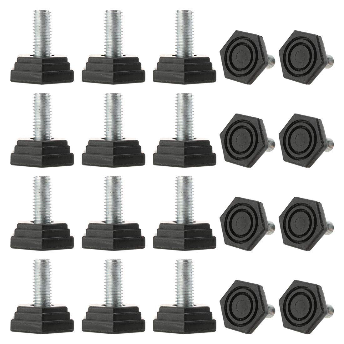 sourcingmap M8 x 18 x 25mm Hand Screw Leveling Feet Adjustable Leveler Floor Protector for Home Apartment Desk Chair Leg 20 Pack