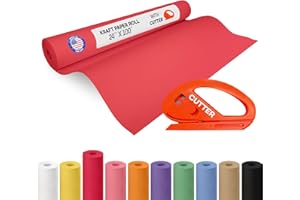 Red Kraft Paper Roll 24" x 1200" (100 feet) with Cutter - USA-Made Gift Wrapping Paper for Packing, Moving, Shipping & Crafts