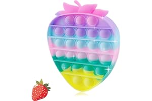 UIMOKI Pop Fidget Toys for Kids Girls,Small Strawberry Silicone Push Bubble Sensory Toy,ADHD Autism Anxiety Stress Relief Poppers Cute Travel Classroom Office Birthday Gifts for Adult and Toddler 1 3 5 7