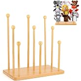 Wooden Hand Puppet Stand &ndash; 3-Tier Display &amp; Storage Rack with Smooth Ball Ends and Screw-Fixed Base, Holds 9 Puppets for Educational Use, Classroom, Playroom &amp; Home