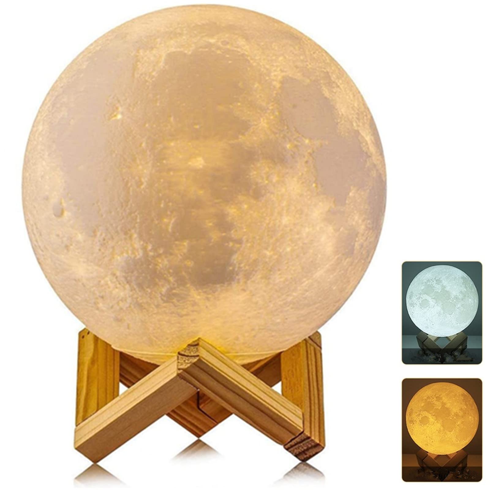 AGM 3D Printed Moon Lamp, 15cm Dimmable LED Night Light with 2 Colors, Remote and Touch Control Mood Lamp for Bedroom, Kids Room Cafe Bar Dining Room