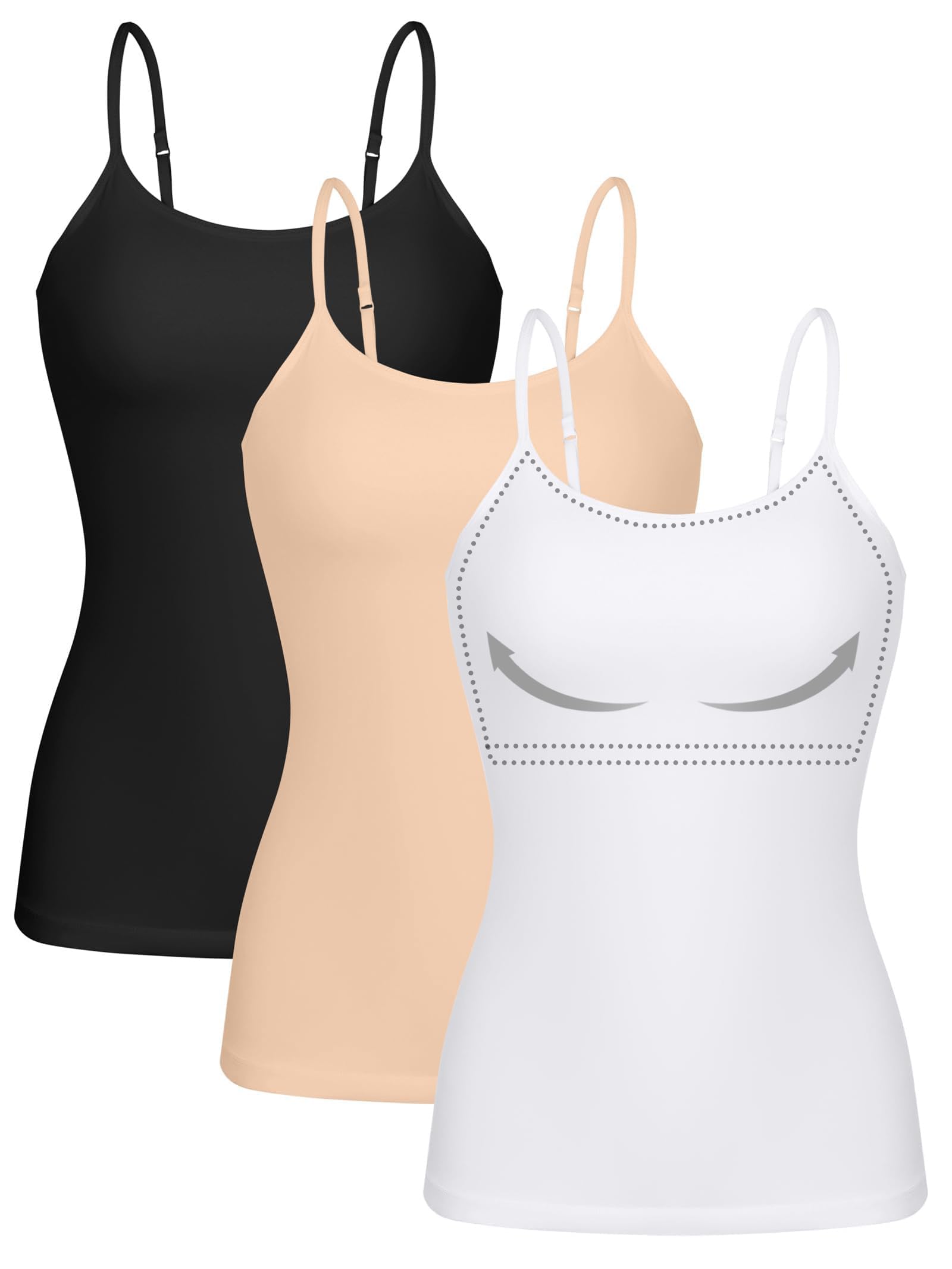 Photo 1 of **Only One** ATTRACO Spaghetti Strap Bra Tank Tops for Women with Built in Bra Nude Tank Top M