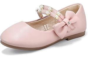 PANDANINJIA Jessica Toddler Girls Dress Shoes Ankle Strap Ballet Flats Flower Girl Shoes for Wedding Party School
