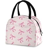 Blueangle Pink Bow Lunch Bag, Insulated Lunch Box, Small Leakproof Cooler Food Lunch Containers Reusable Lunch Tote Bags for Work, Travel, Outdoor