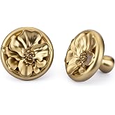 Rergy Cabinet Knobs for Drawer Dresser Closet Flower Shape 4 Pack, Solid Lemon Gold Drawer Knobs, Brushed Brass Zinc Alloy Cabinet Hardware for Cupboard Drawers Dressers