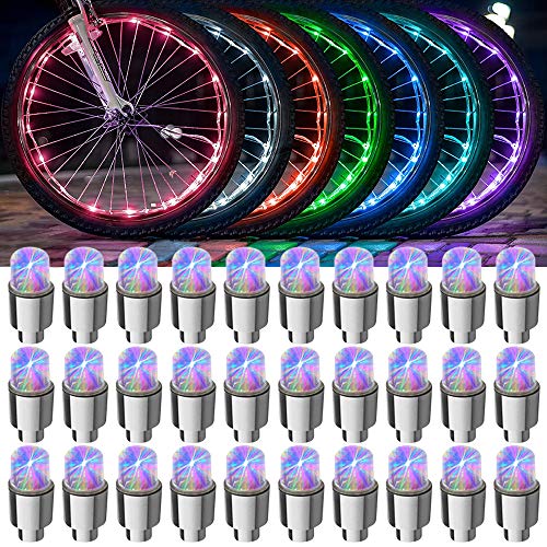 30 PCS Life LED Bike Wheel Lights, Tire Tyre Wheel Valve Caps Lights