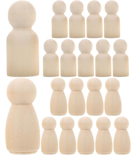 20 Muñecas De Madera Sin Pintar - Figuras Familiares Para Manualidades - Proyectos Artísticos Niños