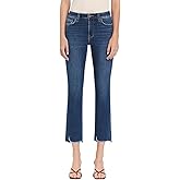 Flying Monkey Women's High-Rise Frayed Hem Cropped Slim Straight Leg Jeans