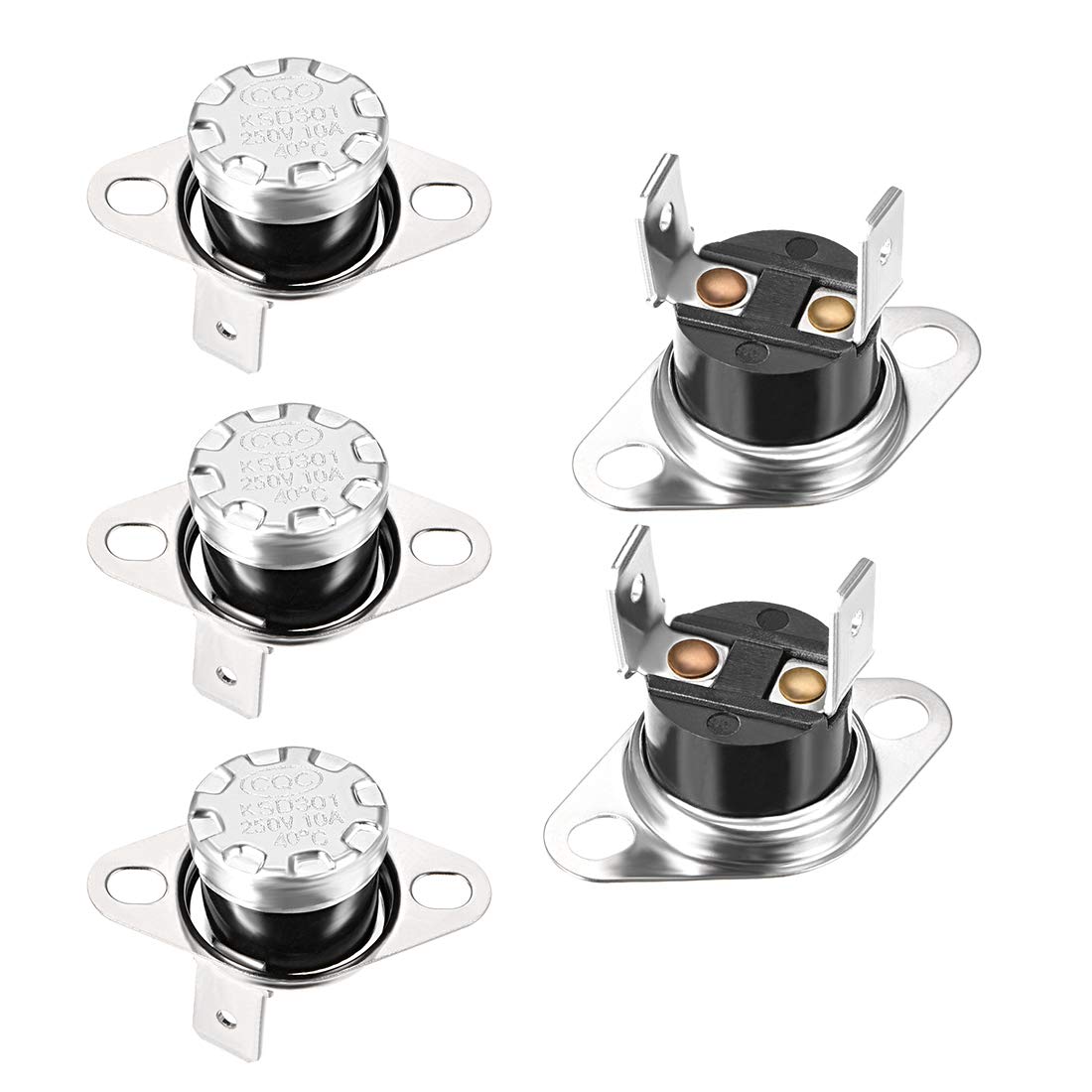 sourcing map KSD301 Thermostat 40°C/104°F 10A Normally Open N.O Adjust Snap Disc Temperature Switch for Microwave Oven Coffee Maker 5pcs