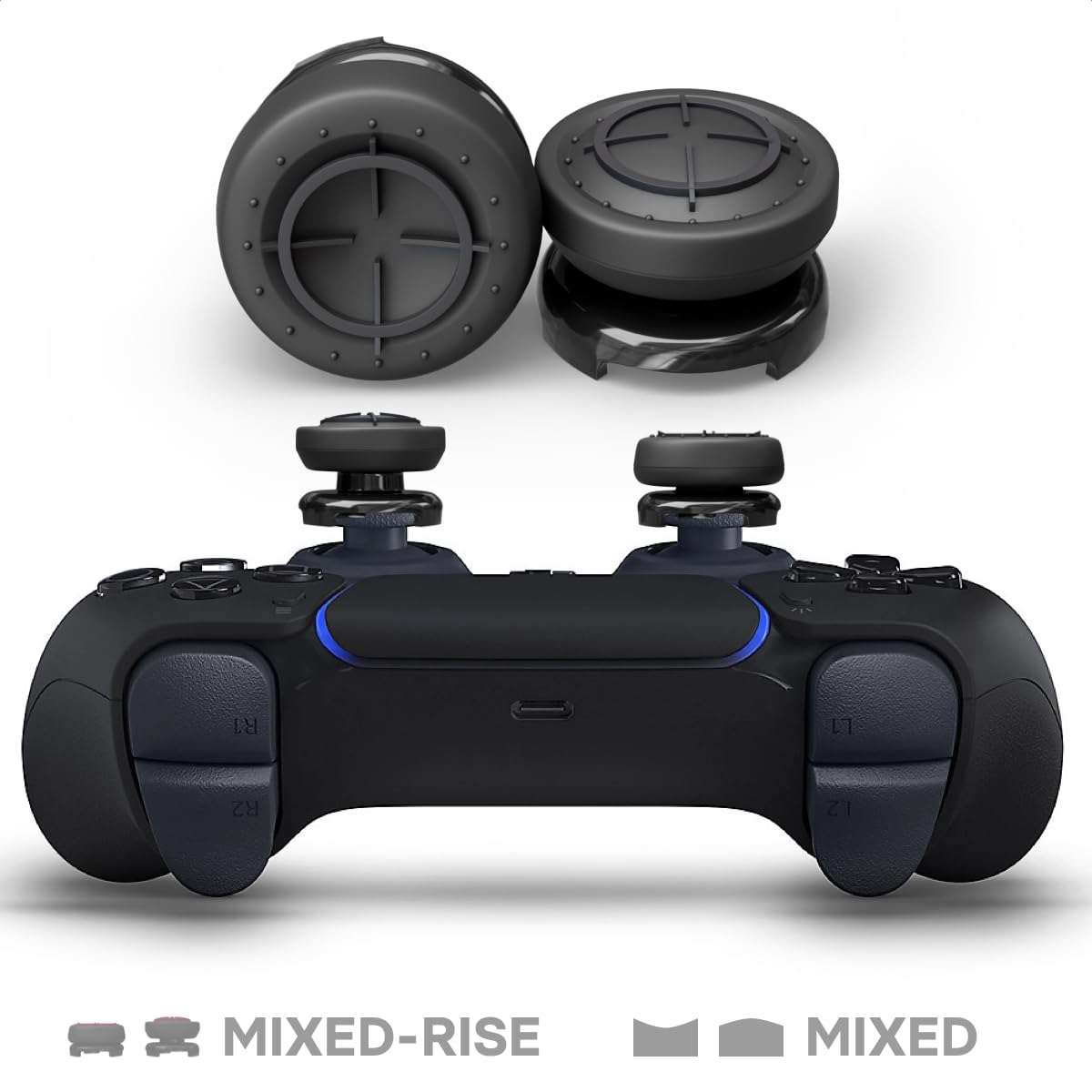 ProFPS Thumbsticks Aufsätze: PS5 & PS4 Zubehör - Controller Sticks für Aimbot Genauigkeit - Optimales Playstation Zubehör für Esports (Blackout - Concave Set) 2