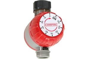 CHAPIN INTERNATIONAL Chapin 41004: Mechanical Water Timer, Up to 120 Minutes of Watering, for Lawn and Gardens, Fits Standard Garden Hoses, Red/Gray