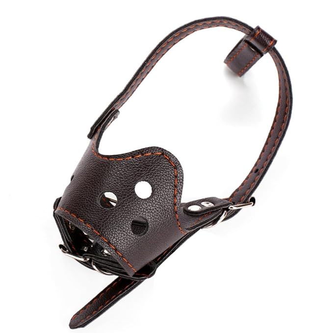 TOPmountain Hundemaske einstellbar 5 Größe Leder Barking Hundebekleidung Braun, XL