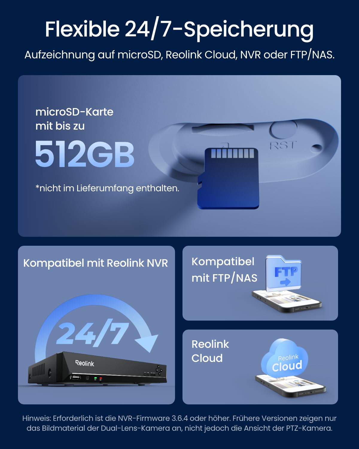 Reolink Dreifachobjektiv PoE Sicherheitskamera für den Außenbereich, 10MP 180° Panorama & 4K PT mit Auto-Tracking, KI-Videosuche, Perimeterschutz, Farb- & IR-Nachtsicht, 24/7-Aufzeichnung, OMVI 3i PoE 6
