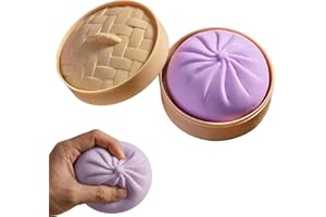 GRACE GREEN Giant Glitter Dumpling, Giant Dumpling Squishy, Mega Rainbow Dumplings, Cute Anxiety Relief Fidget Toy, Soft Squeeze Decompression Dough for Adults (Purple)