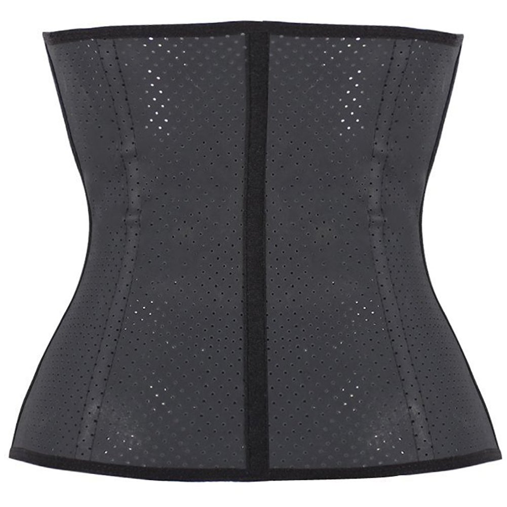 Black Latex Underbust Steel Boned Waist Trainer Cincher Body Shaper for Women Weight Loss, Mesh Black, S(Fit Waist 25\