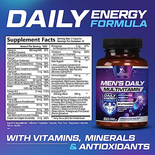 Nature's Daily Multivitamin For Men Mens Multivitamins Supplement, With Vitamin A, B12, C, & D
