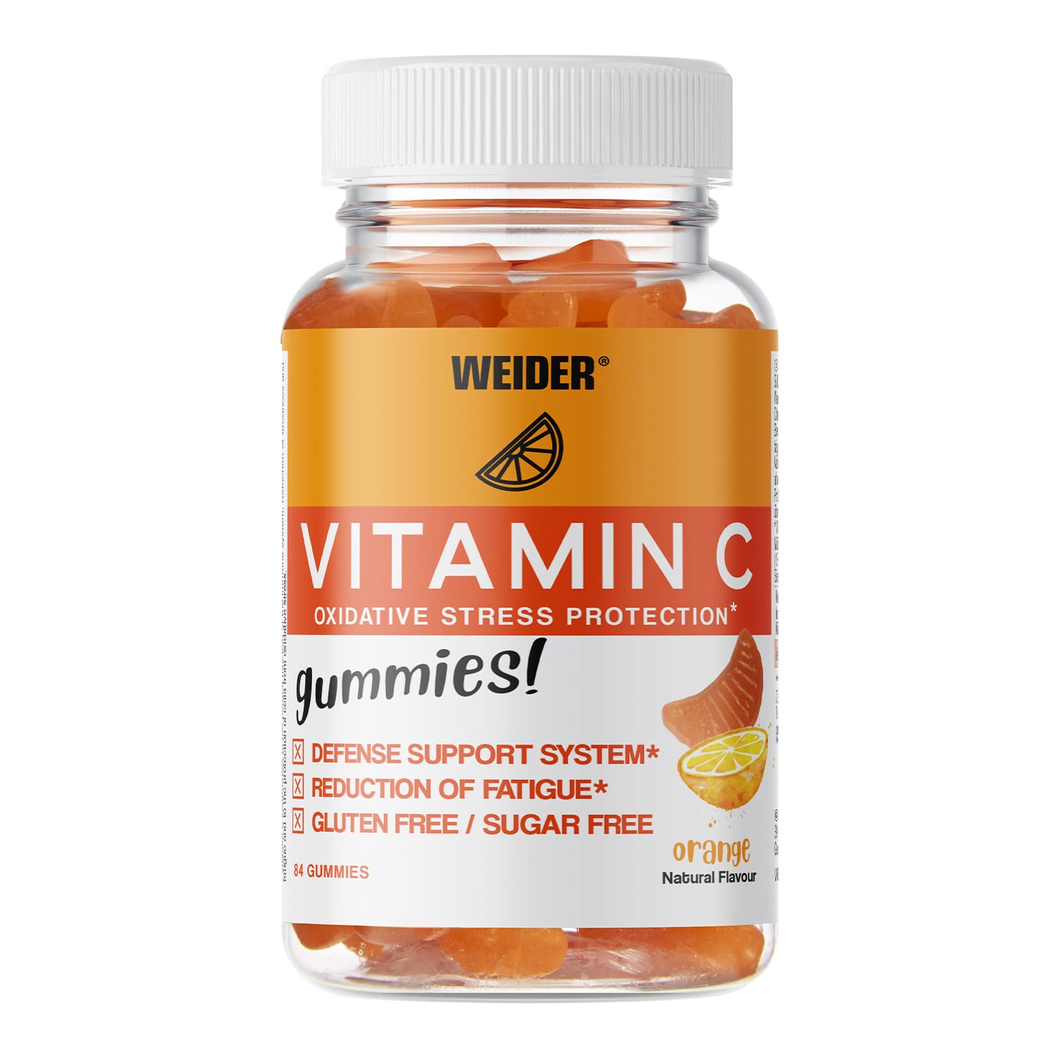 Weider Vitamin C Gummies - Reduces Fatigue and Supports Immune System Function - 250 mg per dose - Sugar- and Gluten-Free - Natural Flavours - 84 Gummies