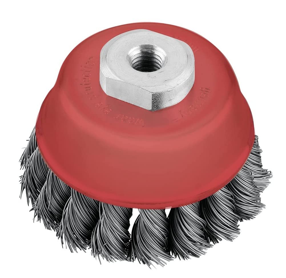 kwb 66mm Cup Brush for Angle Grinders, Twisted, M14 Thread Mount, High-Strength Steel Wire, Metal and Stone Applications