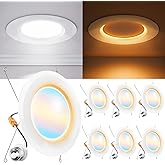 Sunco 6 Pack 6 Inch Recessed Light with Night Light, LED Can Lights Retrofit Lighting, 1000 LM, 12W, Selectable CCT 2700K/3000K/4000K/5000K/6000K, Dimmable, Damp Rated ETL