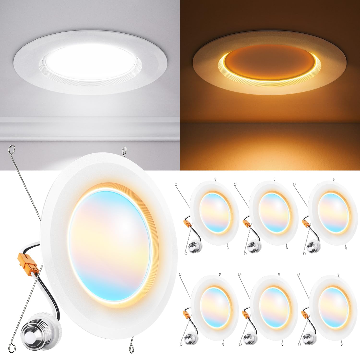 Photo 1 of ************MISSING ALL BUT 2*************
Sunco 6 Pack 6 Inch Recessed Light with Night Light, LED Can Lights Retrofit Lighting, 1000 LM, 12W, Selectable CCT 2700K/3000K/4000K/5000K/6000K, Dimmable, Damp Rated ETL