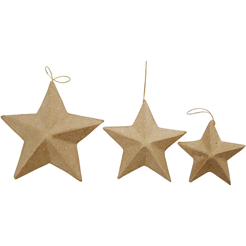 Creativ Paper Mache Stars 7.5/10/12.5 cm