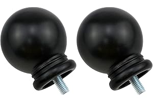 zutisay Black Plastic Drapery Pole Ball End Curtain Rod Finial Curtain Rod Finial End For Curtains Offices Living Rooms (Black) 2PCS