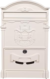 Sarah B Antiker und sehr edler Briefkasten LB-001 Creme Weiß Wandbriefkasten, Briefkasten, Englischer Briefkasten 41 cm hoch Mit Befestigungsmaterial für die Wand. mit 2 Schlüsseln, Rostfrei
