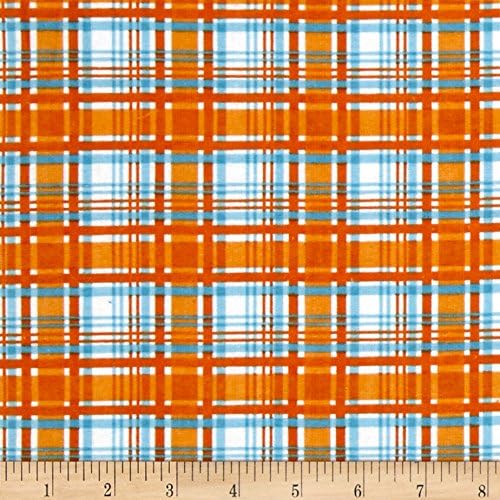 Alpine Flannel Plaid Orange Fabric By The Yard