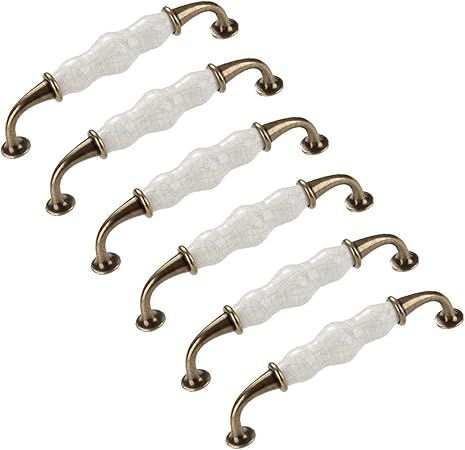 6 Stück Gebrochene Keramik Griff Schrank Schranktür Pastoral Antike