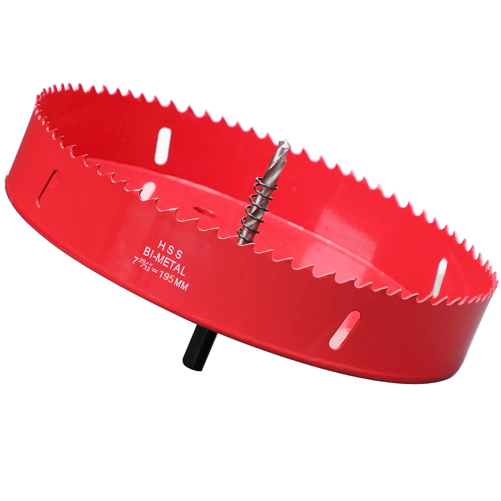 Hole Saw 195 mm, Bi-Metal Cutting Depth HSS M 42 Hole Cutter for Cutting Wood, Plastic, Drywall, Plasterboard and Soft Metal Sheet