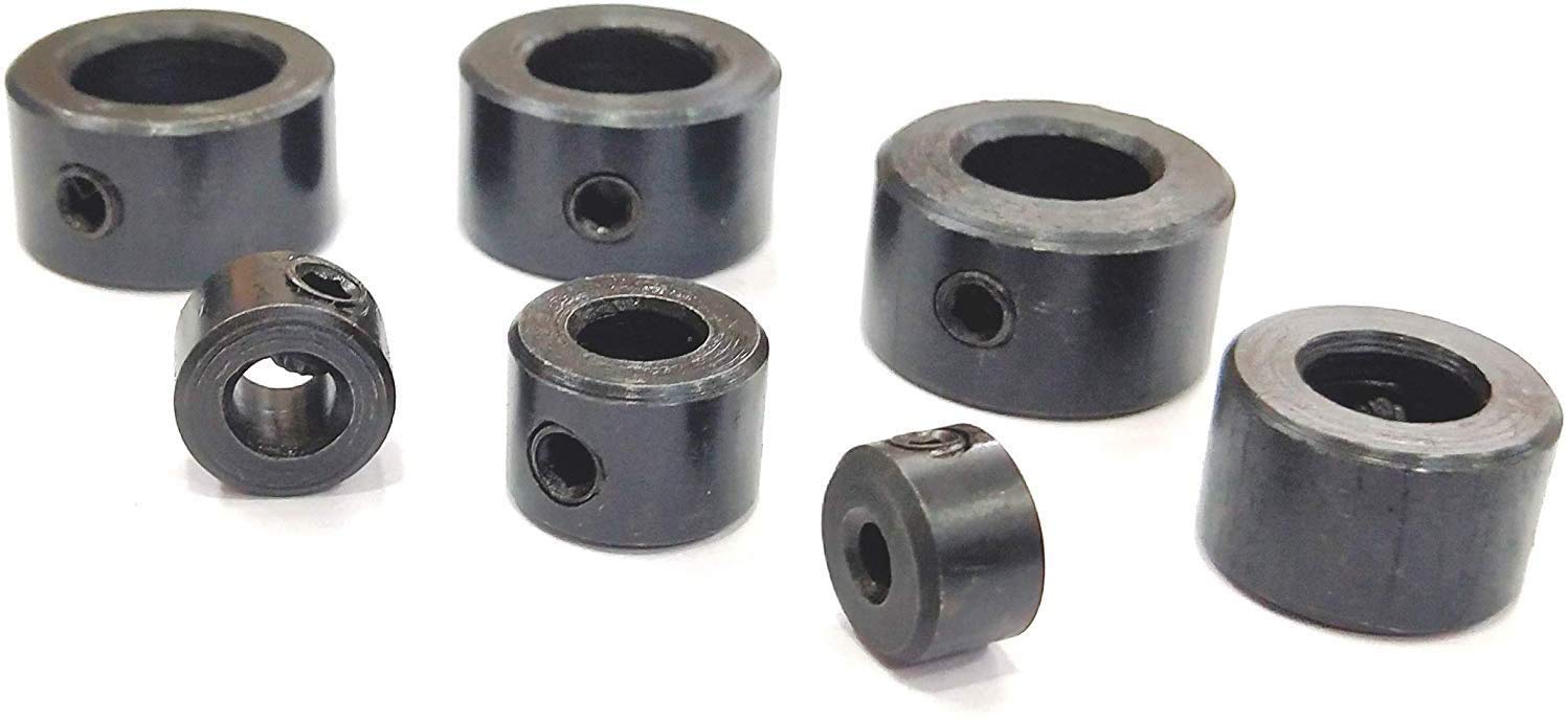 Drill Stopper Collar Set in Imperial & Metric with Allen Wrench to Tighten The Stops Set-Screws ((7-Piece) (Set of Both-Metric & Imperial))