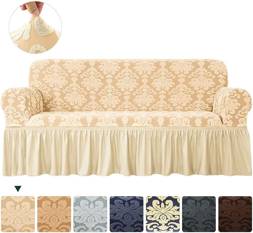 HYYK Stretch Sofa Covers 1Piece, Jacquard Damask Stretch