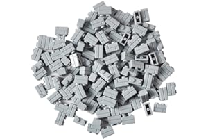 BAENRCY 200pcs 1x2 Masonry Profile Bricks Building Blocks for Wall Parts Compatible with Major Brands (Light Grey)