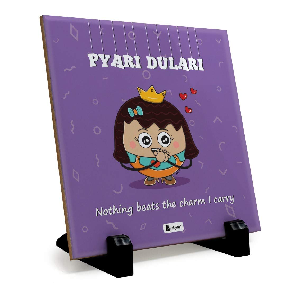 Indigifts Birthday Gift For Girl Pyari Dulari Printed Ceramic Tile 6x6 Inches Cute Funny Gift Idea Birthday Present For Friend Girl Sister Roommate Bff Gift Ideas Cute Office Table Decor Amazon In