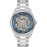Bulova Men's Automatic Surveyor, Silver-Tone Stainless Steel Case & Bracelet, Skeletonized Dial (Style: 96A292)