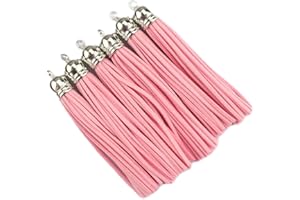 QIANHAILIZZ 20 Silver 3-1/2 Inch Faux Suede Tassel Charm Keychain Cellphone Straps D451 (pink)