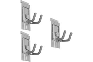 Crownwall Slat Wall Storage Organizer, Heavy Duty Steel Locking Small J Hook, Slatwall Accessories Panels (3 Pack)